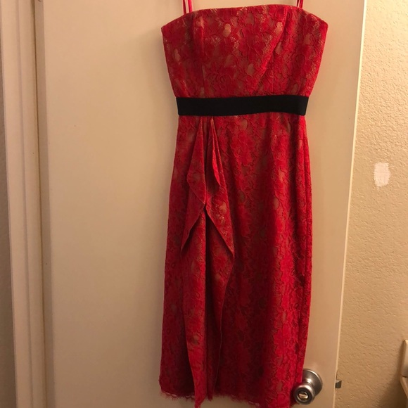 BCBG Alexandra dress red lace strapless - Picture 3 of 3